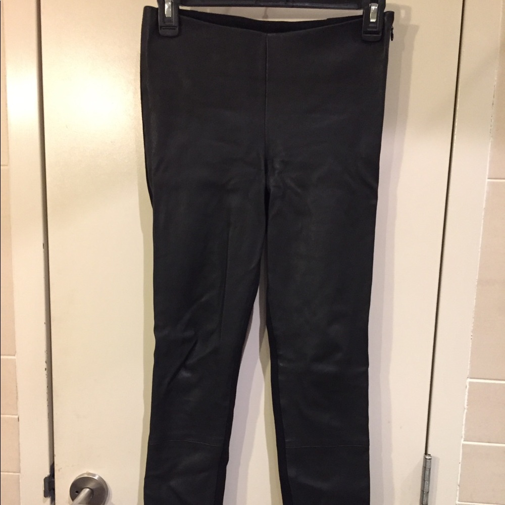 100% Leather Catherine Malandrino Paneled Leggings